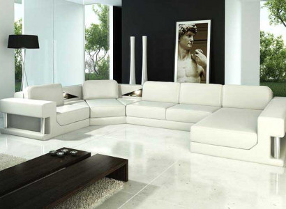 Leather sofa corner suite upholstery U-shaped couch sofa design
