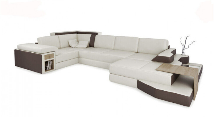 Design Sofa U Shape Leather Living Landscape Couch Upholstery Seat Corner Sofa