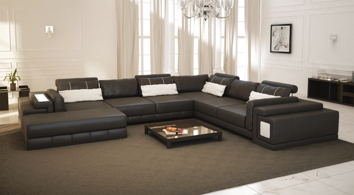 Leather sofa U-shape couch living area corner sofa suite design modern sofa new