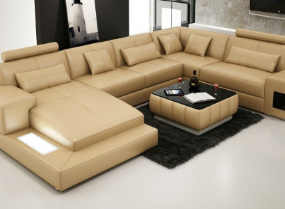 Corner sofa leather sofa upholstery living landscape couch sofa corner suite U shape