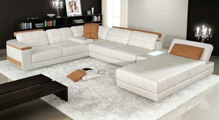Leather sofa custom-made corner sofa couch upholstery seat ensemble living landscape