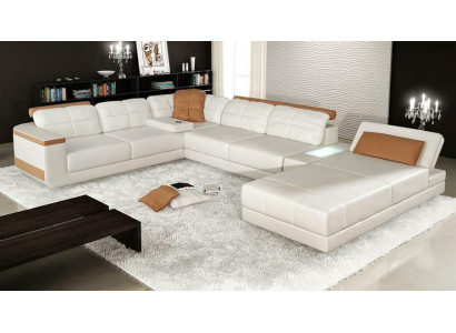 Leather sofa custom-made corner sofa couch upholstery seating suite living area