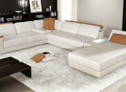 Leather sofa custom-made corner sofa couch upholstery seat ensemble living landscape