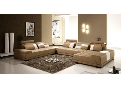 Corner sofa, leather sofa, upholstered living area, couch, sofa corner unit, U-shape.