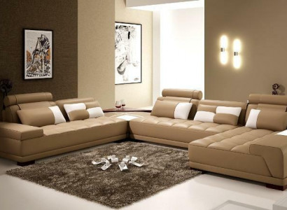 Corner sofa, leather sofa, upholstered living area, couch, sofa corner unit, U-shape.