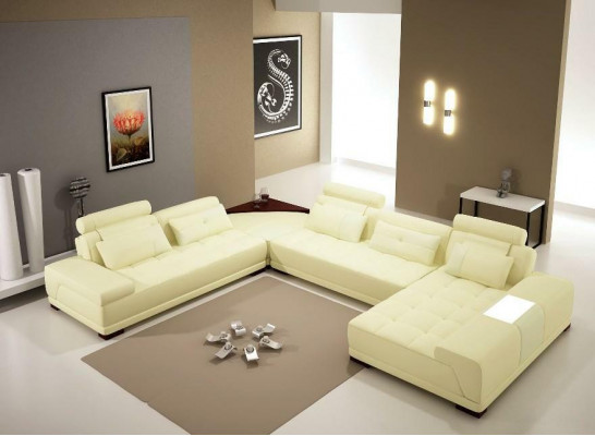 Corner sofa, leather sofa, upholstered living area, couch, sofa corner unit, U-shape.