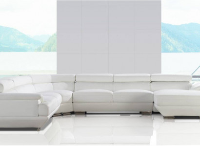 Design corner sofa leather couch upholstery corner living landscape seating suite