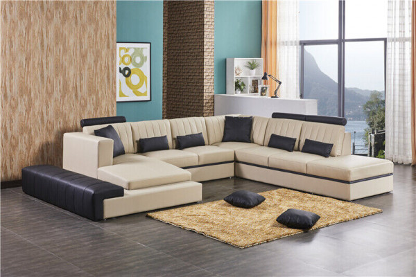 Leather Modern Couch Living Landscape Leather Sofa Sofa Set U-Shaped Sofa