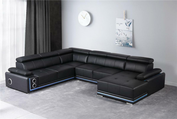 Modern corner sofa living landscape couch corner set LED line illuminated