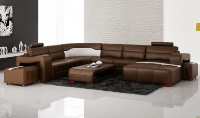 Living landscape couch upholstery seating suite corner sofa big couches + 2 stools