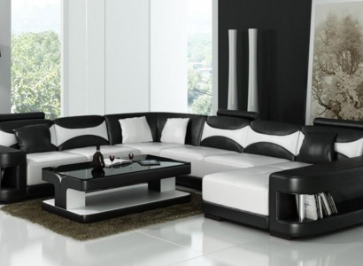 XXL big living landscape U shape corner sofa sofa couch upholstery set leather