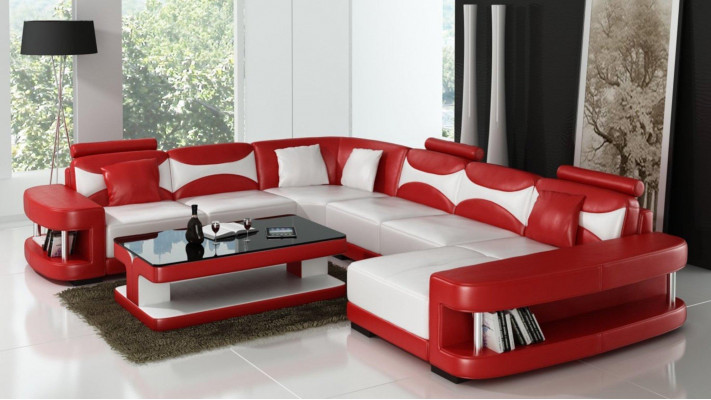 XXL big living landscape U shape corner sofa sofa couch upholstery set leather