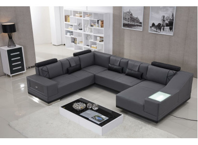 Corner sofa leather sofa big XXL U-shape living landscape deco sofa couch set