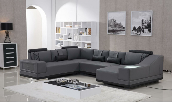 Corner sofa leather sofa big XXL U-shape living landscape deco sofa couch set