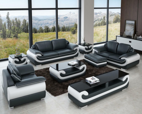 Leather sofa couch living landscape 3+1+1 seater set design modern sofa
