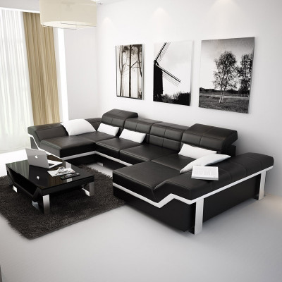 Sectional Sofa Couch Upholstery Living Landscape Leather Corner Suite U-Shape