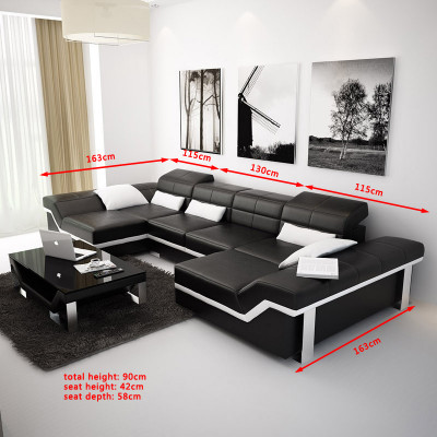 Sectional Sofa Couch Upholstery Living Landscape Leather Corner Suite U-Shape