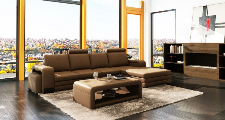 Corner sofa set 3-piece. Couch table stool leather suite sofas.