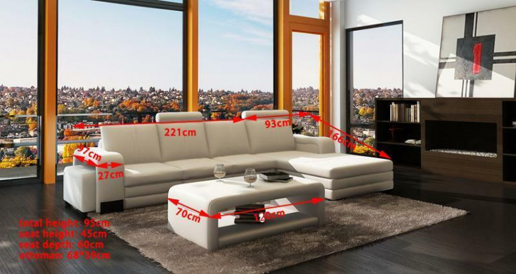 Corner sofa set 3-piece. Couch table stool leather suite sofas.