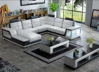 U-shaped sectional sofa upholstered corner sofa living landscape leather sofa modern new