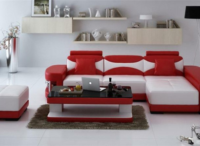 Leather sofa corner sofa stool suite upholstery L-shape couch sofa design