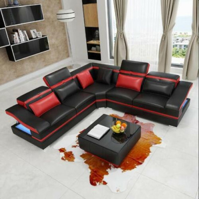 Corner sofa L-shape coffee table corner leather suite table living landscape 2-piece