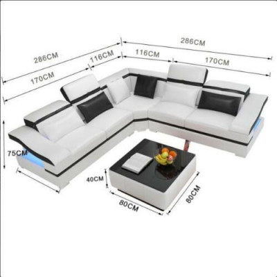 Corner sofa L-shape coffee table corner leather suite table living landscape 2-piece