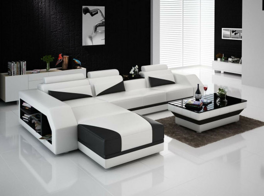 Leather sofa living area corner sofa L-shape with armchair set modern suite