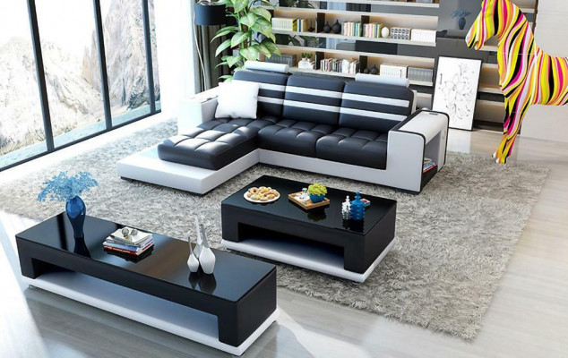 Corner sofa upholstery L shape coffee table sideboard leather sofa living landscape new