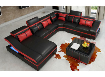 Set Luxury Modern Sectional Sofa U-Shape Designer and Coffee Table Living Room