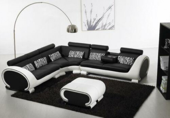 L-shaped sectional sofa 2x stool sofa couch design gray upholstery leather modern