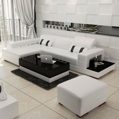 Sectional sofa couch upholstered living landscape leather corner sofas set L-shape with ottoman