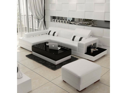 Sectional sofa couch upholstered living landscape leather corner sofas set L-shape with ottoman