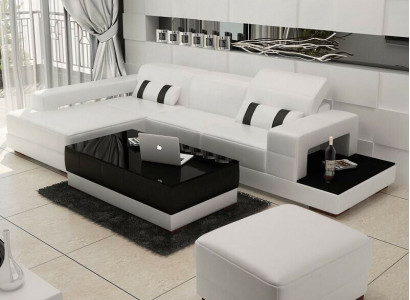 Sectional sofa couch upholstered living landscape leather corner sofas set L-shape with ottoman