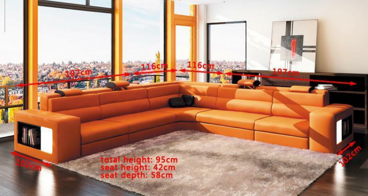L-Form Modern Corner Sofa Couch Upholstered Leather Design Sofa Set