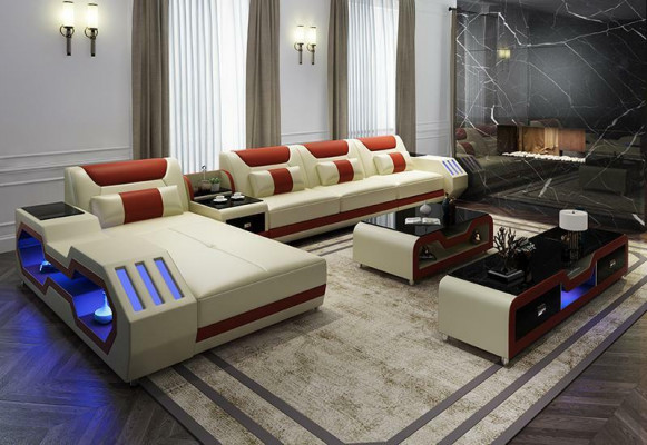 Leather Design Sofa Couch Upholstered Corner Sofa Suite Living Landscape Corner Sofa