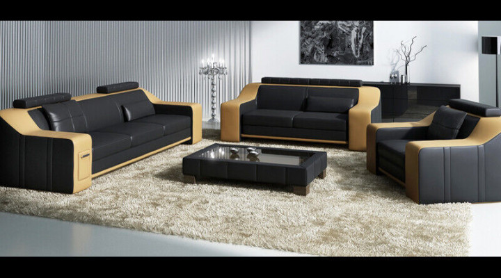 Leather sofa couch living area 3+2+1 seater set modern sofa sets new