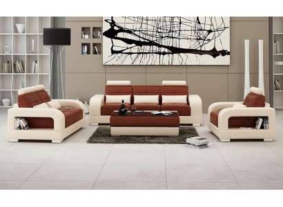 Modern leather sofa couch suite 3+2+1 set design sofa xlmoebel
