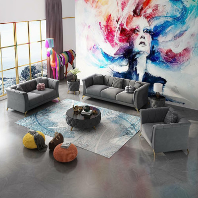 Designer sofa set 3+2+1 seater fabric couches upholstery suite sofas couch