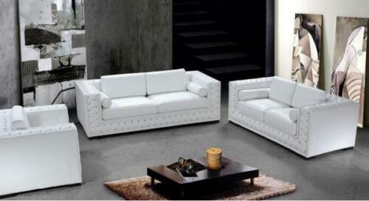 Leather sofa couch living landscape 3+2+1 seater sofa set design decor new