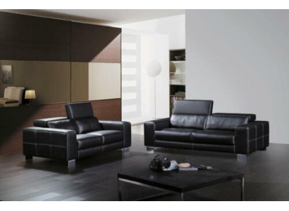 Set leather sofa couch living landscape 3+1+1 seater suite design modern