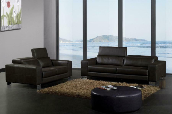 Set leather sofa couch living landscape 3+1+1 seater suite design modern