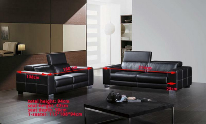 Set leather sofa couch living landscape 3+1+1 seater suite design modern