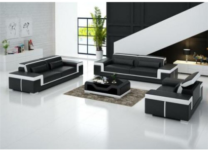 Leather sofa couch living landscape 3+2+1 seat suite design modern sofa