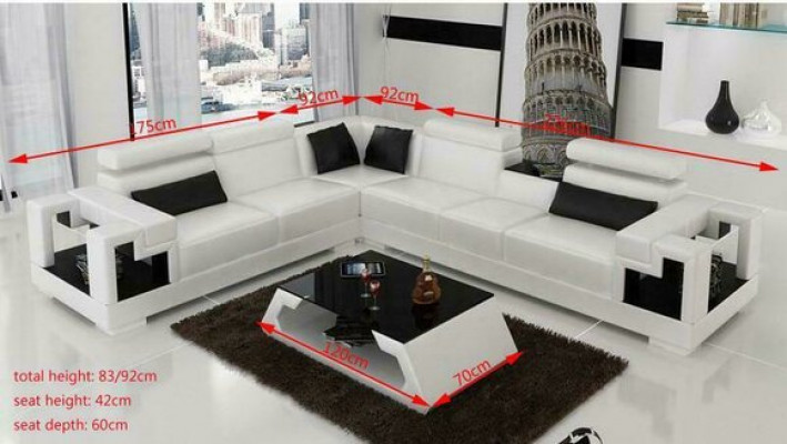 Designer sofa couch corner sofa leather living landscape fabric upholstery suite