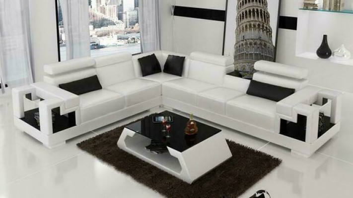 Designer sofa couch corner sofa leather living landscape fabric upholstery suite