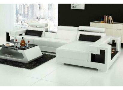 Sectional leather sofa in an L-shape upholstered corner couch.