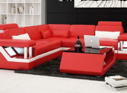 Designer Sofa Couch Corner Sofa Leather Textile Upholstery Set Living Landscape