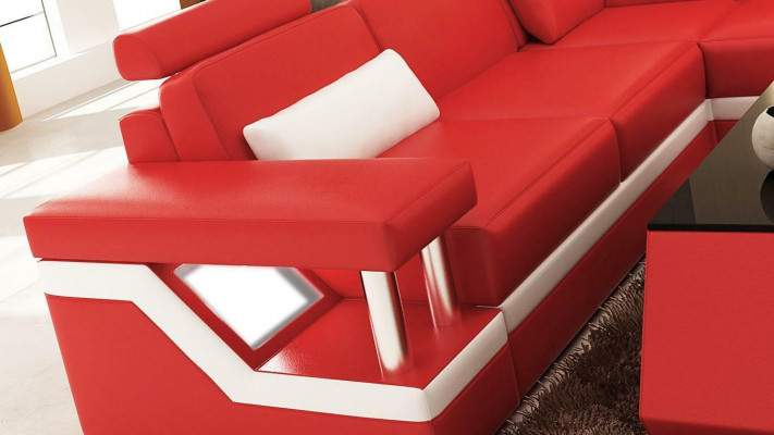 Designer Sofa Couch Corner Sofa Leather Textile Upholstery Set Living Landscape