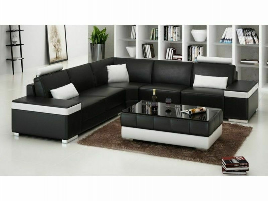 L-shape leather sofa cushion seat couch set corner sofa couch